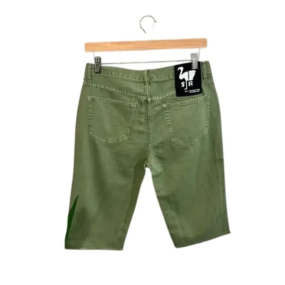 Free people‎ x Sandrine Army Green Bermuda shorts Grunge Sz27 oversized Ret$138